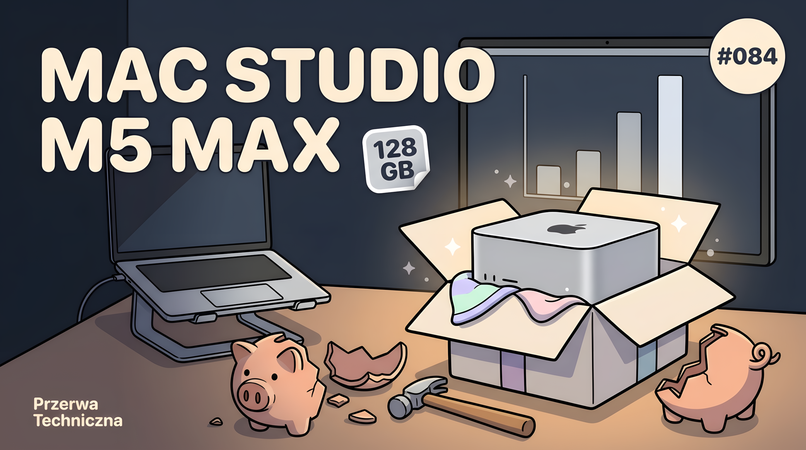Mac Studio M5 Max 128GB na biurku Marka